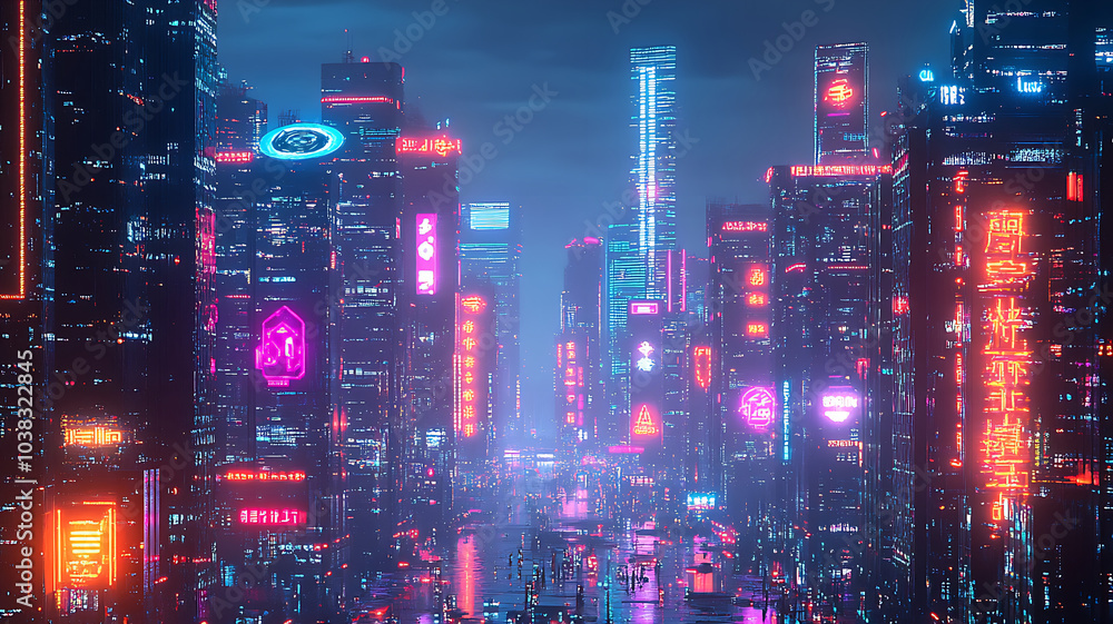 Fototapeta premium Cyberpunk city