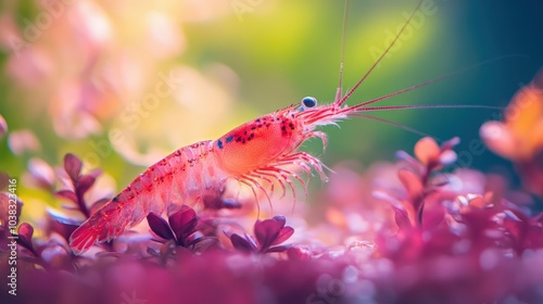 Cherry shrimp in freshwater aquarium