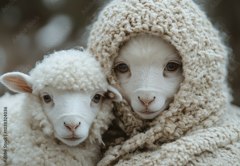 two sheep wrapped in a blanket
two sheep wrapped in a blanket