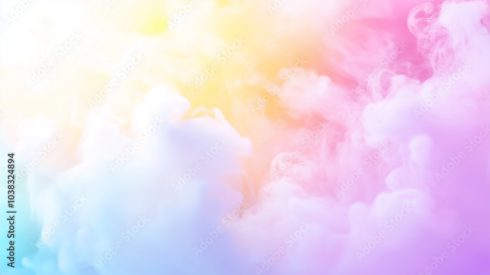Soft pastel clouds blend in dreamy gradient of pink, yellow, and blue, creating serene and ethereal atmosphere. This vibrant background evokes sense of calm and creativity Soft pastel clouds blend in dreamy gradient of pink, yellow, and blue, creating serene and ethereal atmosphere. This vibrant background evokes sense of calm and creativity