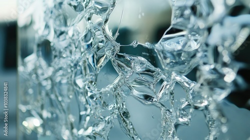 A close-up shot of a glass mirror reflecting a clear surface, capturing fine details and intricate reflections of its surroundings