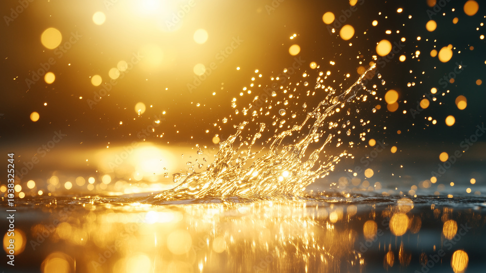custom made wallpaper toronto digitalstunning splash of water creates mesmerizing display of golden droplets, reflecting light beautifully. scene captures essence of tranquility and natures elegance