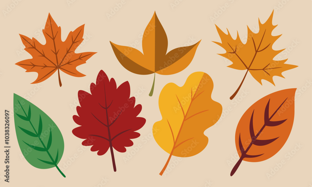Autumn Leaves Design Elements, flat illustrations Autumn Leaves Design Elements, flat illustrations