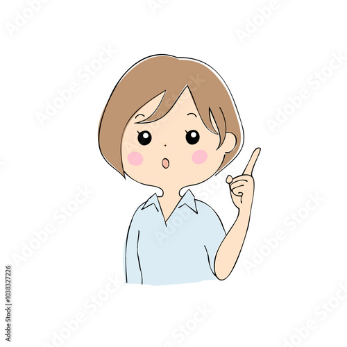 アドバイスをする若い女性　表情バリエーション_肌色　ペン画風
