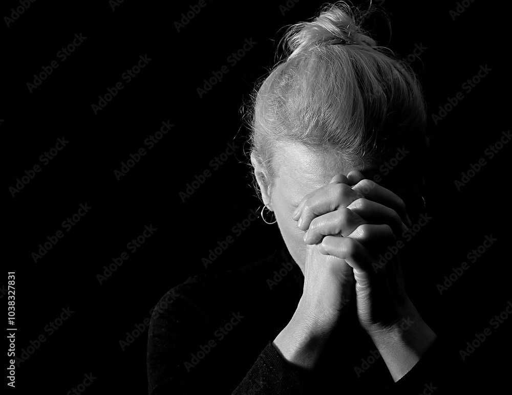 Obraz premium praying with hand on bible learning Christianity and the faith of God with people stock image stock photo 