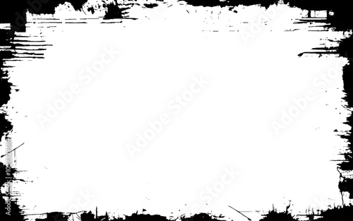 Grunge overlay texture frame, torn paper effect illustration vector. Black paint brush stroke background.