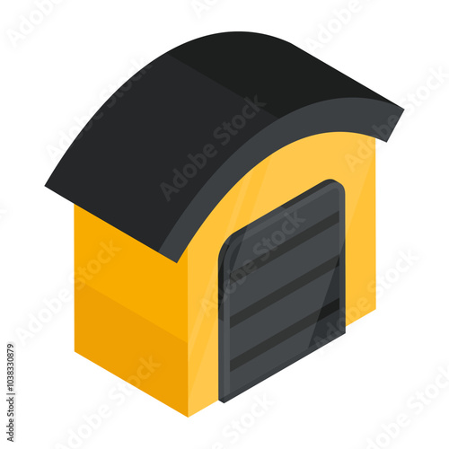 Flat design icon of warehouse

