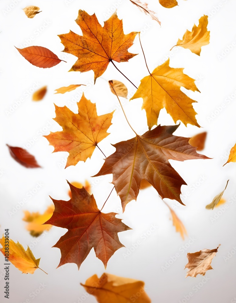 Autumn leaves flying and falling isolated on background Autumn leaves flying and falling isolated on background