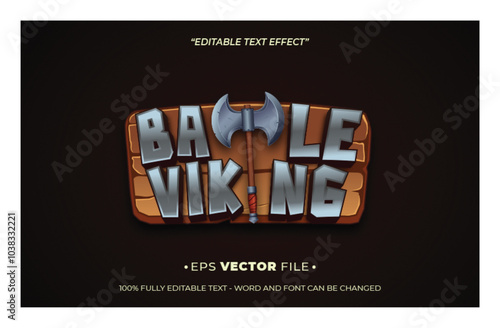 battle viking text effect editable vector 3d for game 
