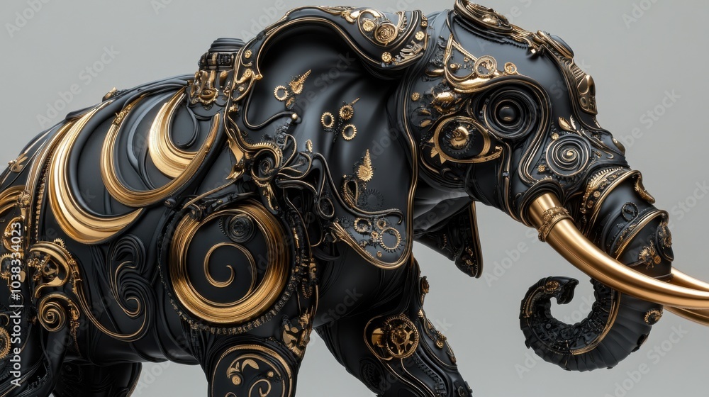 Fototapeta premium Elegant Mechanical Elephant with Glowing Details