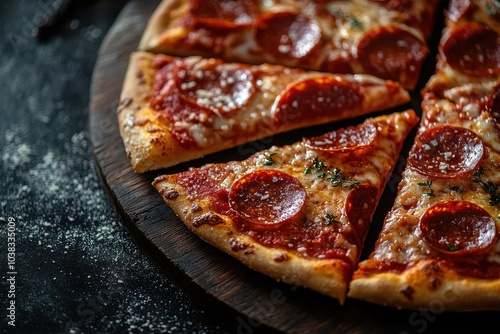 Pepperoni Pizza Slices on Dark Background