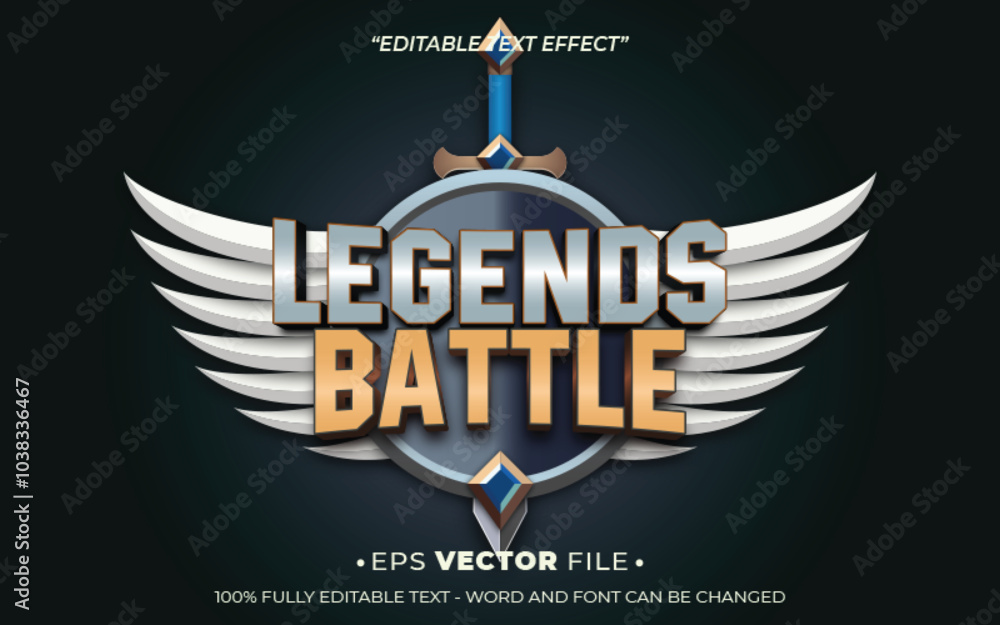 Obraz premium legends battle text effect editable vector 3d for game 
