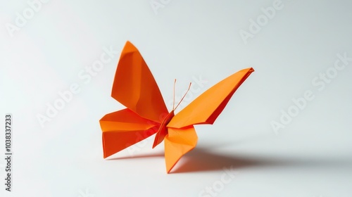 Wallpaper Mural A vibrant orange origami butterfly against a white background. Torontodigital.ca