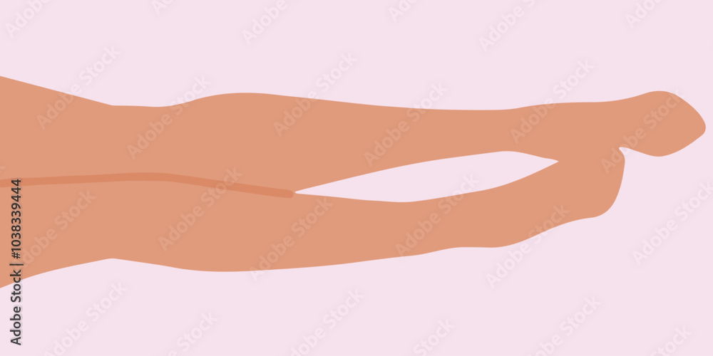 Flat vector illustration of legs lying on the floor. The right one is slightly bent and dilacately touching the other. Flat vector illustration of legs lying on the floor. The right one is slightly bent and dilacately touching the other.