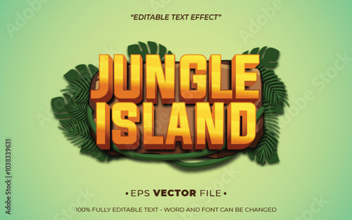 jungle island text effect editable vector 3d