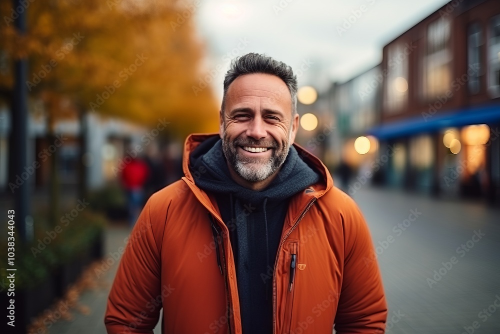 Portrait of a smiling middle-aged man in the city. Portrait of a smiling middle-aged man in the city.