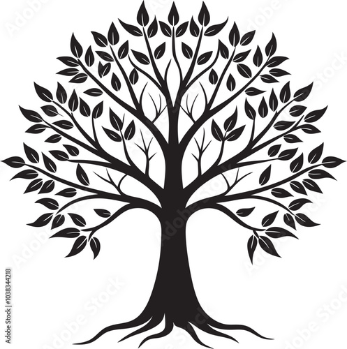 Elegant Tree Silhouette Vector Illustration for Nature, Decor, and Art Designs