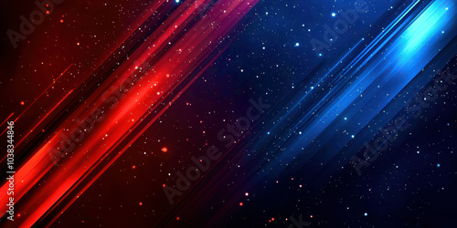 A blue and red background with stars and a red line photo