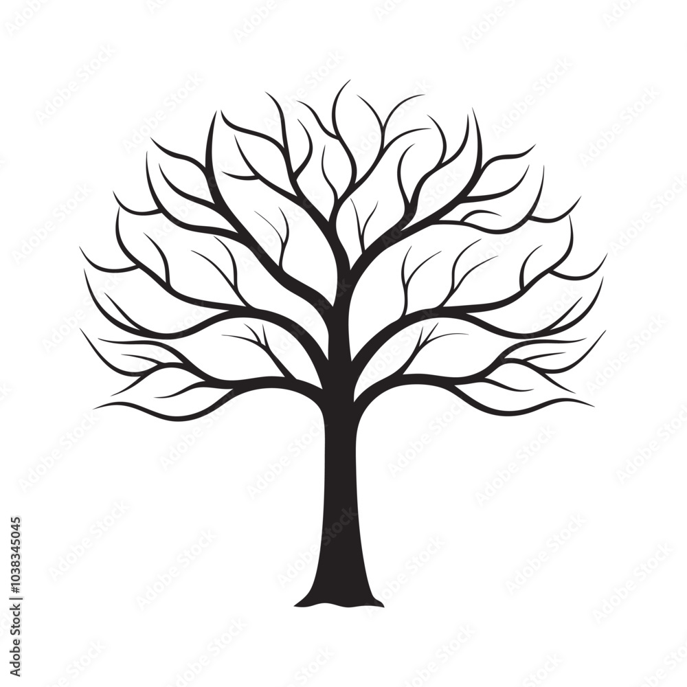 Elegant Tree Silhouette Vector Illustration for Nature, Decor, and Art Designs Elegant Tree Silhouette Vector Illustration for Nature, Decor, and Art Designs