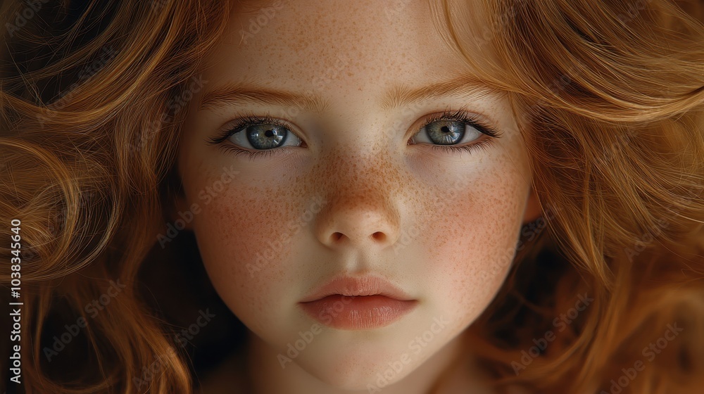 Sweet portrait of a young girl with auburn hair and freckles, her expression a mix of innocence and thoughtfulness. This image captures the depth and complexity of childhood emotions. Sweet portrait of a young girl with auburn hair and freckles, her expression a mix of innocence and thoughtfulness. This image captures the depth and complexity of childhood emotions.