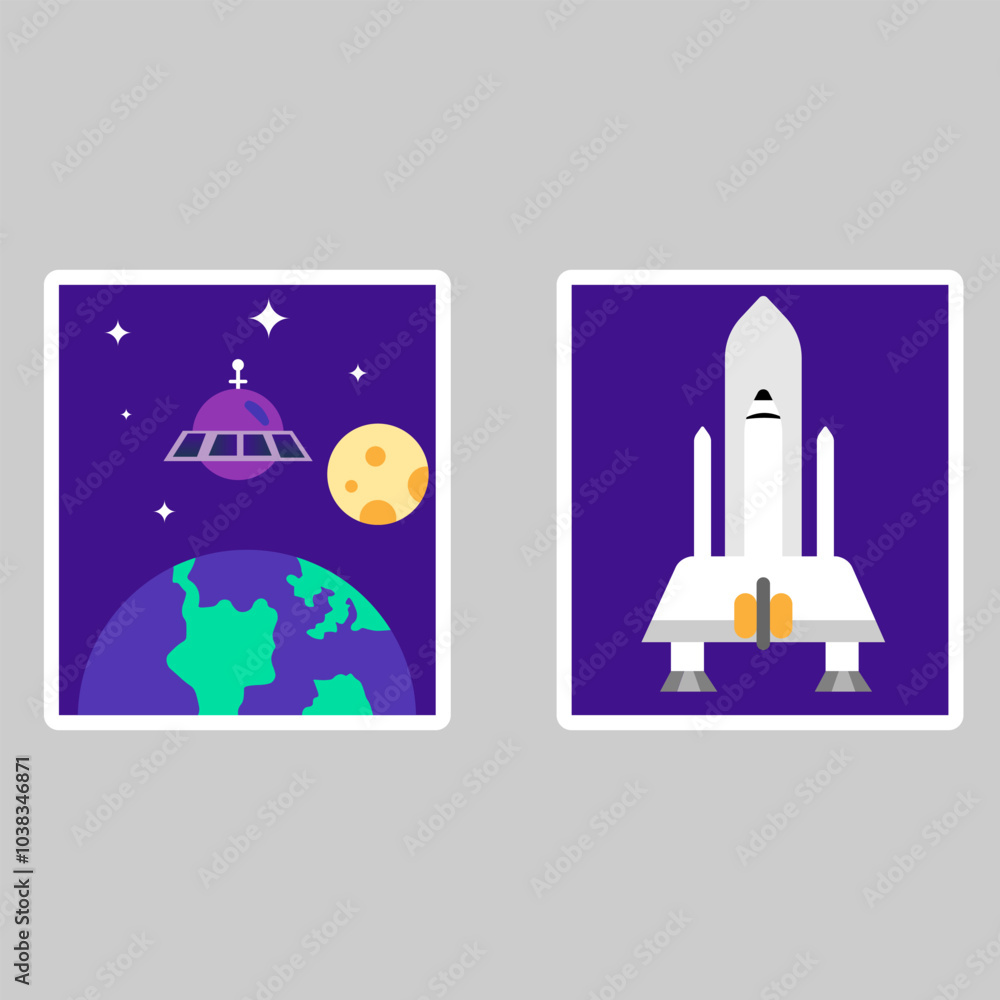 Colorful set of space stickers Colorful set of space stickers
