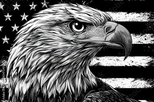 Bald eagle illustration for t-shirt design