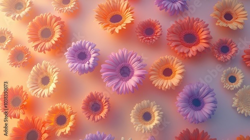 Colorful Floral Background with Gerbera Daisies