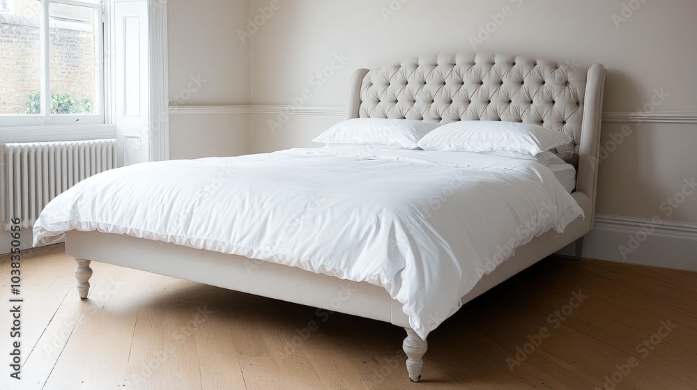 Elegant Bedroom with Plush Bed and Minimalist Decor Elegant Bedroom with Plush Bed and Minimalist Decor
