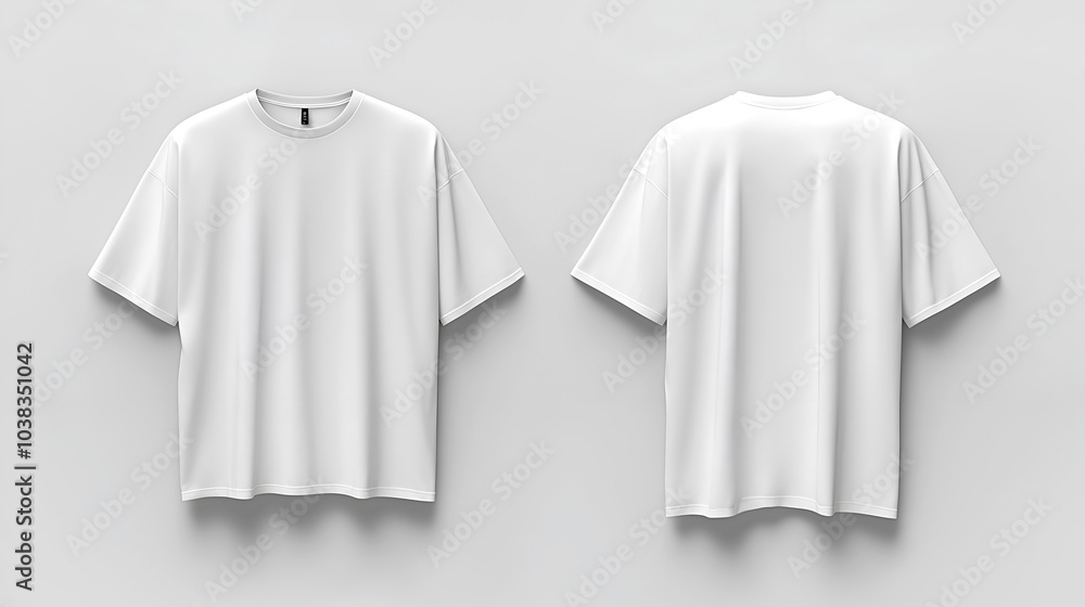 White blank t-shirt front and back view for apparel mockup, clothing design presentation White blank t-shirt front and back view for apparel mockup, clothing design presentation