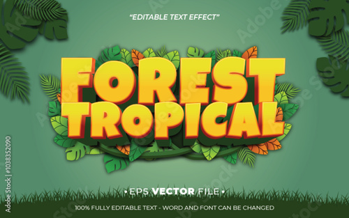 forest tropical text effect editable vector 3d