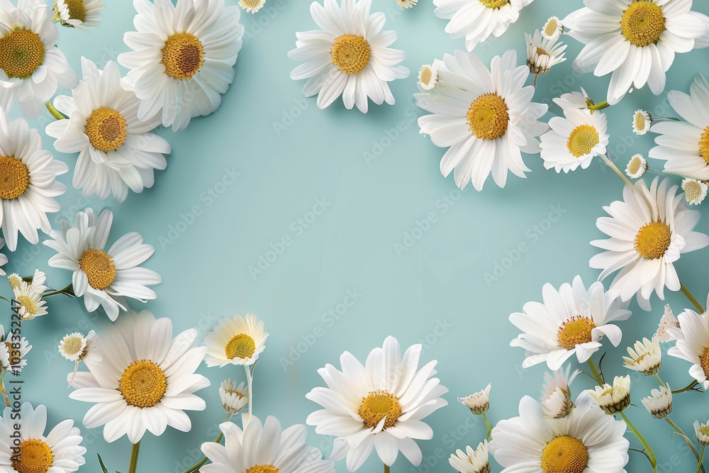 A blue background with a white flower arrangement A blue background with a white flower arrangement