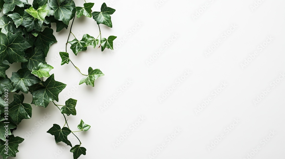 Green Ivy Leaves on Neutral Background Green Ivy Leaves on Neutral Background