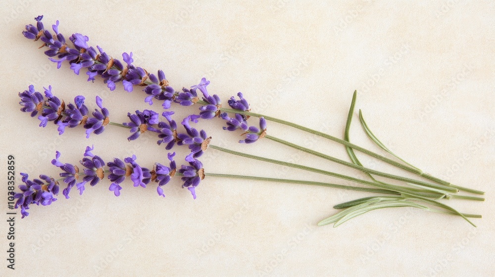 Naklejka premium Beautiful Lavender Sprigs on Soft Background