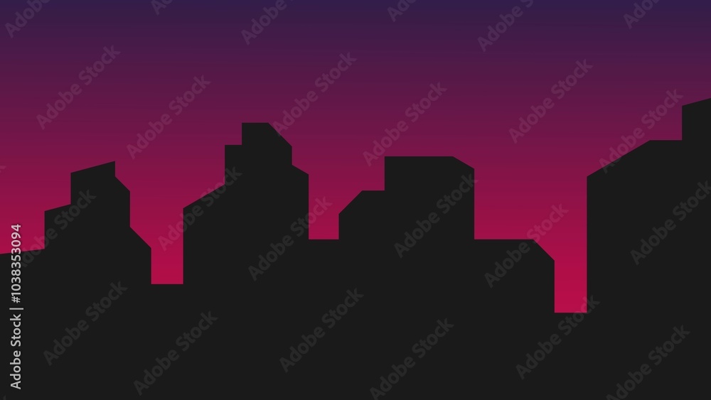 Fototapeta premium Silhouette of city skyline at sunset