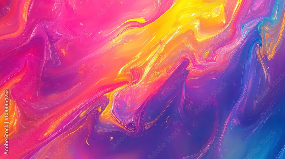 Abstract swirling pattern of vibrant pink, yellow, and blue colors. Abstract swirling pattern of vibrant pink, yellow, and blue colors.