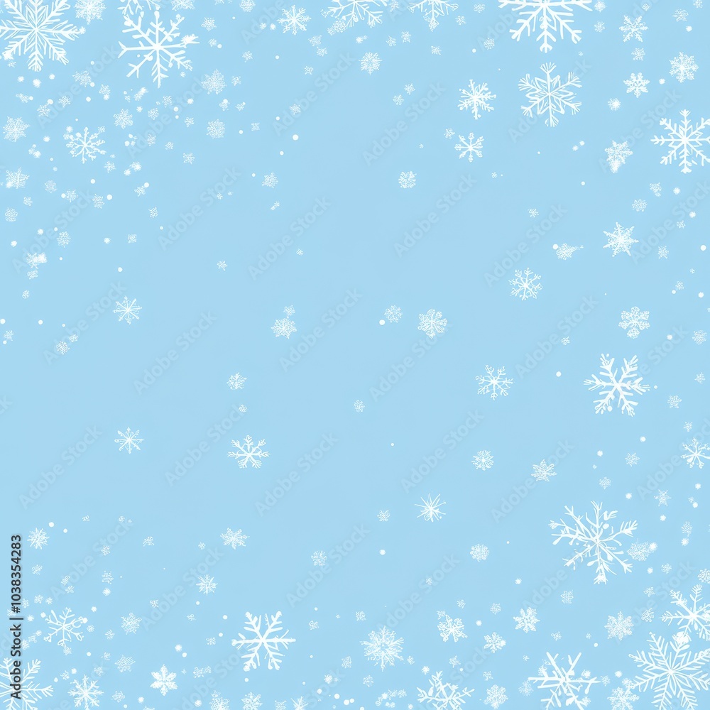 Winter Wonderland Background with White Snowflakes on Light Blue Sky. Winter Wonderland Background with White Snowflakes on Light Blue Sky.