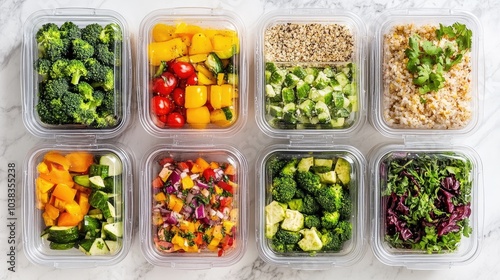 Colorful Meal Prep Containers with Fresh Vegetables