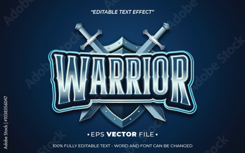 warrior editable text effect vector 3d for game 
