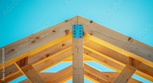 Close-up of a wooden roof structure highlighting craftsmanship and engineering.