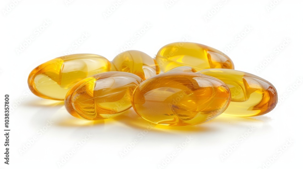 Omega-3 fish oil capsules on a dark wooden background. selective focus. Generative AI, Omega-3 fish oil capsules on a dark wooden background. selective focus. Generative AI,