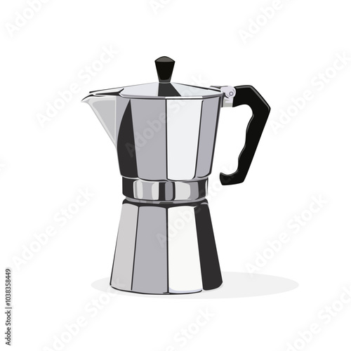 Moka pot vector illustration isolated on a white background. Coffee maker vector isolated. A moka pot coffee maker.