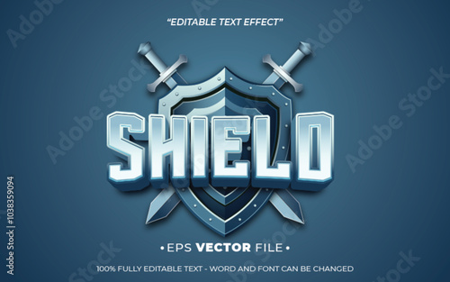 shield editable text effect vector 3d for game 