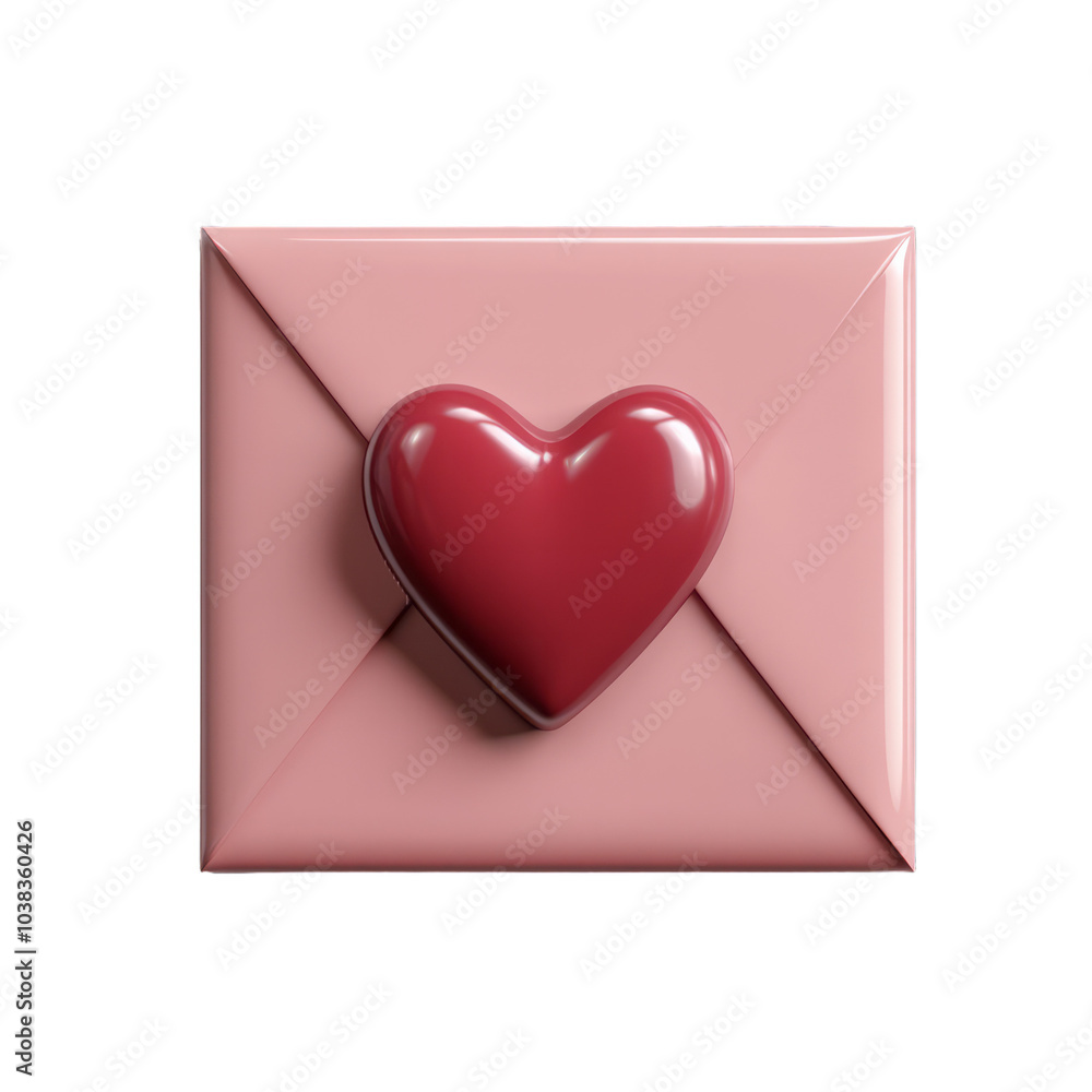 3D vector icon envelope with a heart seal in the center isolated on a transparent background 3D vector icon envelope with a heart seal in the center isolated on a transparent background
