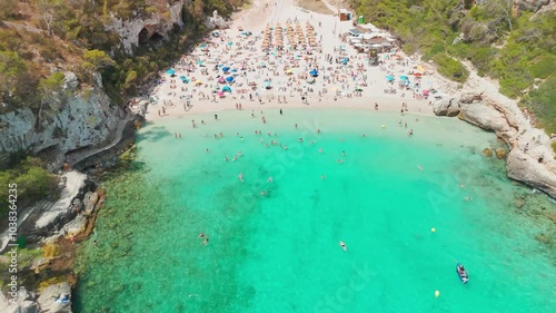 Aerial view of the Cala Llombards beach in Mallorca, Spain photo