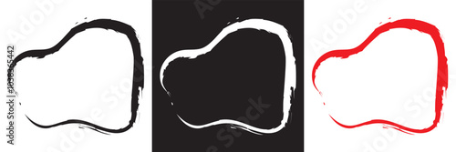 Ink Dry Brush Grunge Free Hand Oval Frame.  isolated on a white background. Vector illustration. EPS 10	
