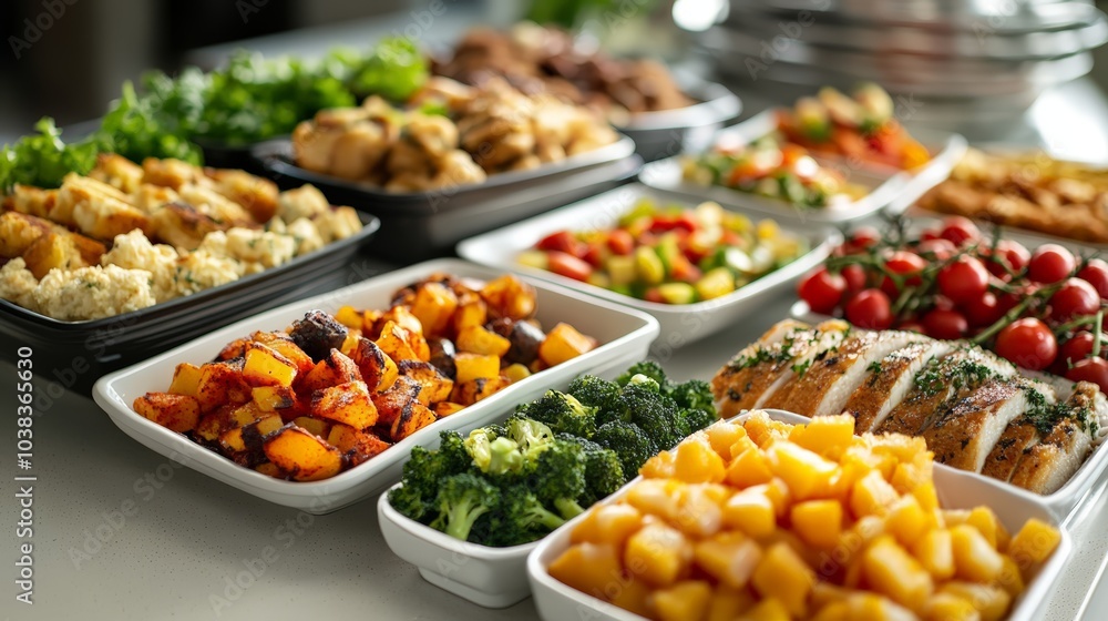 Delicious Food Lineup in a School Cafeteria A Variety of Dishes for Students to Choose From Delicious Food Lineup in a School Cafeteria A Variety of Dishes for Students to Choose From