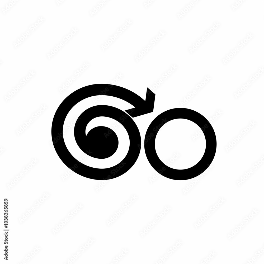 Design the word go with a circular arrow on the letter G. Design the word go with a circular arrow on the letter G.