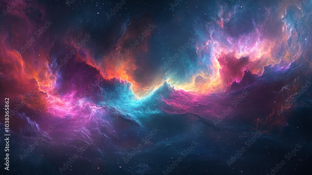 Colorful cosmic nebula with vibrant hues of pink and blue. Colorful cosmic nebula with vibrant hues of pink and blue.