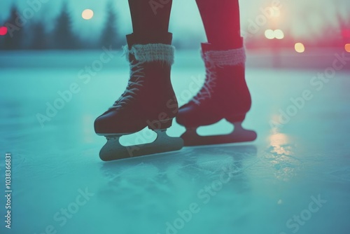 An avant-garde ice skating experience, blending unconventional and experimental techniques with a vintage, analog aesthetic