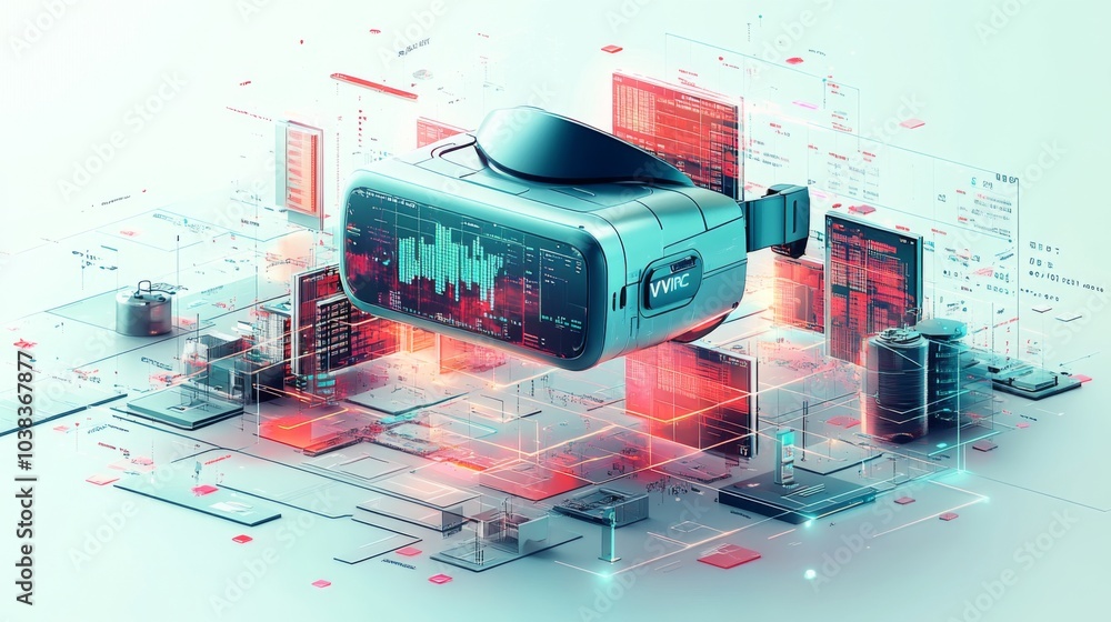 custom made wallpaper toronto digitalRefined VR Trading Floor Illustration with Market Metrics Immersion